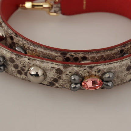 Dolce & Gabbana Beige Exotic Leather Studded Shoulder Strap