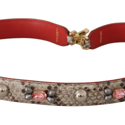 Dolce & Gabbana Beige Exotic Leather Studded Shoulder Strap