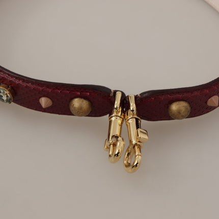 Dolce & Gabbana Bordeaux Leather Crystals Bag Shoulder Strap