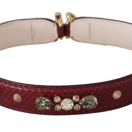 Dolce & Gabbana Bordeaux Leather Crystals Bag Shoulder Strap