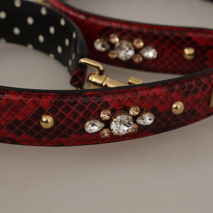 Dolce & Gabbana Red Python Leather Crystals Reversible Shoulder Strap