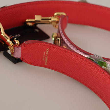 Dolce & Gabbana Metallic Pink Leather Studded Shoulder Strap