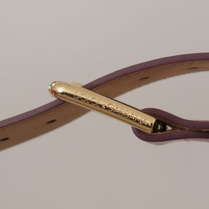 Dolce & Gabbana Metallic Pink Polished Leather Logo Metal Buckle Belt