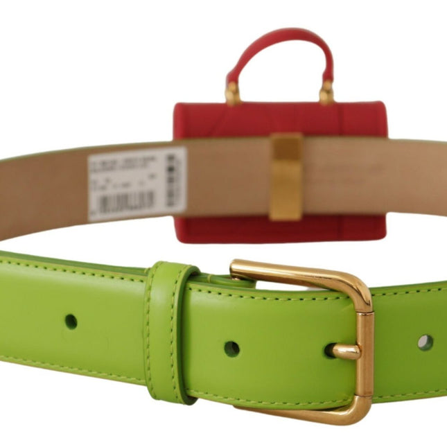 Dolce & Gabbana Green Leather Devotion Heart Micro Bag Headphones Belt