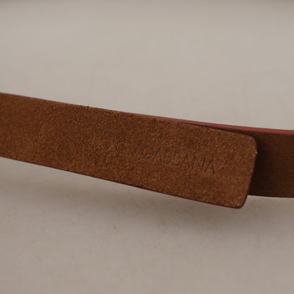 Dolce & Gabbana Brown Logo Engraved Metal Waist Buckle Belt