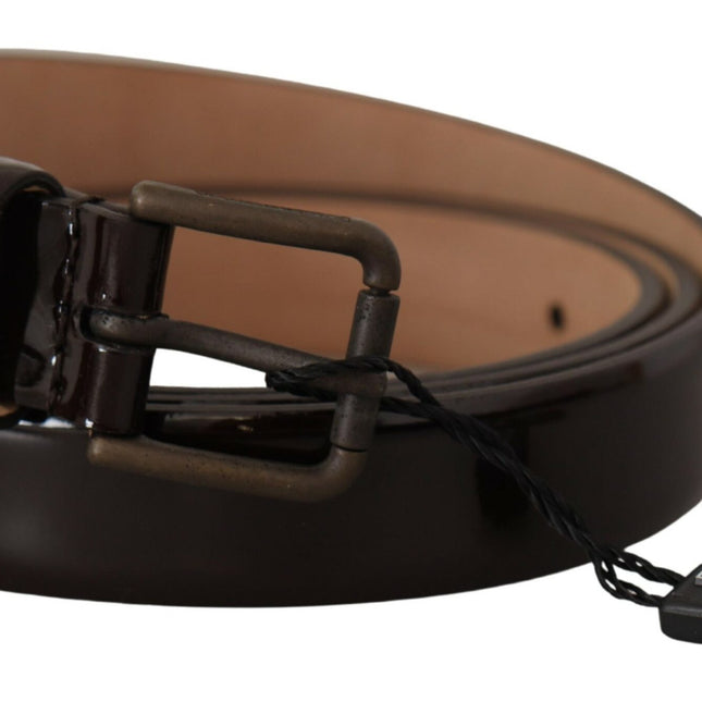 Dolce & Gabbana Black Patent Leather Logo Metal Waist Buckle Belt