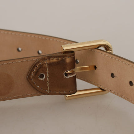 Dolce & Gabbana Bronze Leather Gold Logo Engraved Waist Buckle Belt
