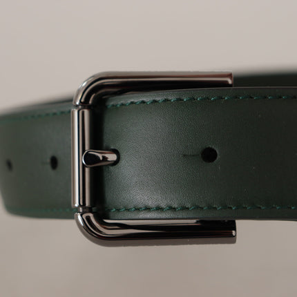 Dolce & Gabbana Army Green Leather Logo Metal Waist Buckle Belt