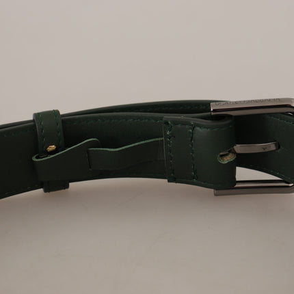 Dolce & Gabbana Army Green Leather Logo Metal Waist Buckle Belt