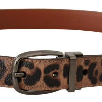 Dolce & Gabbana Brown Leopard Embossed Leather Buckle Belt
