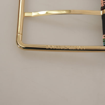 Dolce & Gabbana Red Embroidered Leather Gold Logo Metal Buckle Belt