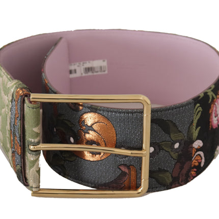 Dolce & Gabbana Multicolor Leather Embroidered Gold Metal Buckle Belt