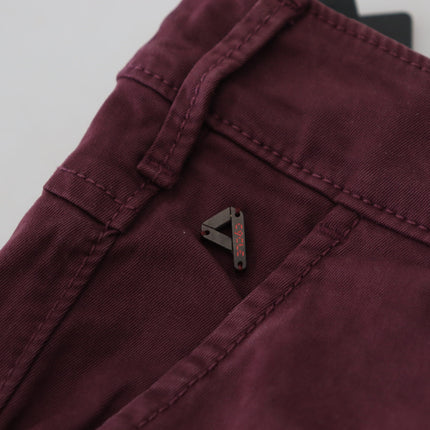 CYCLE Maroon Cotton Stretch Skinny Casual Men Pants