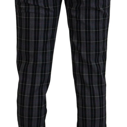 BENCIVENGA Gray Checkered Slim Fit Men Pants