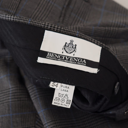BENCIVENGA Gray Checkered Wool Dress Formal Pants