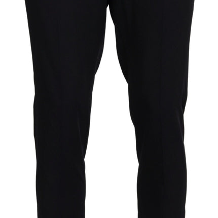 Domenico Tagliente Black Polyester Tapered Dress Pants