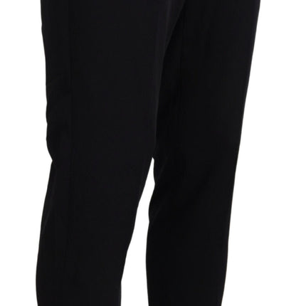 Domenico Tagliente Black Polyester Tapered Dress Pants