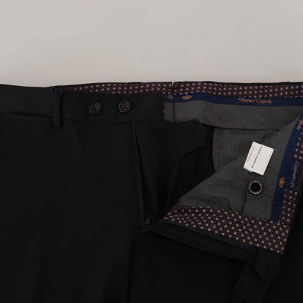 Domenico Tagliente Black Polyester Tapered Dress Pants