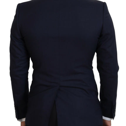 Dolce & Gabbana Blue Wool Slim Fit Formal Coat Blazer
