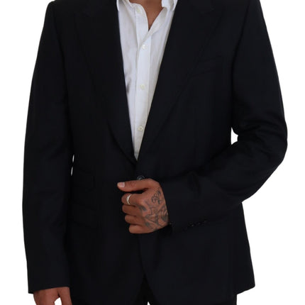 Dolce & Gabbana Dark Blue Wool Formal Sicilia Blazer