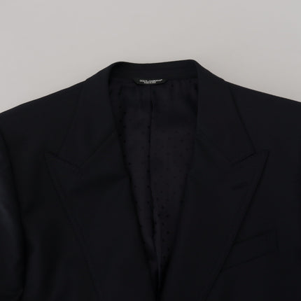 Dolce & Gabbana Dark Blue Wool Formal Sicilia Blazer
