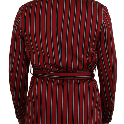 Dolce & Gabbana Red Striped Martini Printed Lining Robe
