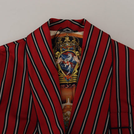 Dolce & Gabbana Red Striped Martini Printed Lining Robe
