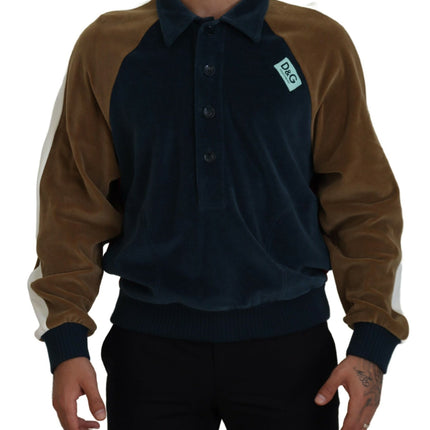 Dolce & Gabbana Multicolor Cotton Collared Pullover Sweater