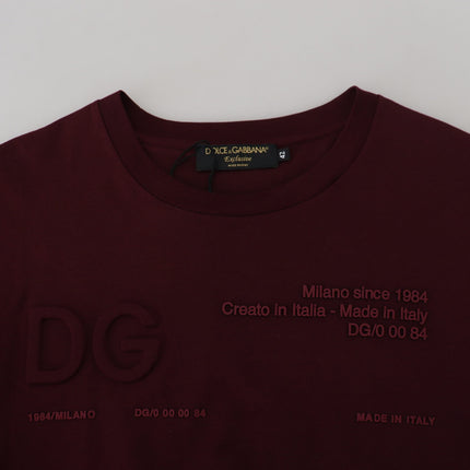 Dolce & Gabbana Maroon Printed Short Sleeves Men T-shirt