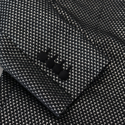 Dolce & Gabbana Black Silver Jacquard Slim Fit Jacket Blazer