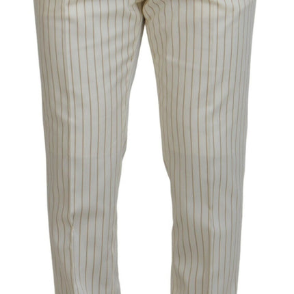 Dolce & Gabbana Off White Gold Striped Tuxedo Slim Fit Suit