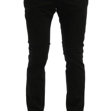 Costume National Black Slim Fit Cotton Stretch Pants