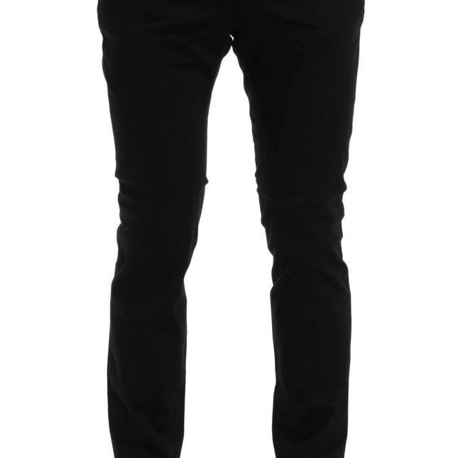 Costume National Black Slim Fit Cotton Stretch Pants