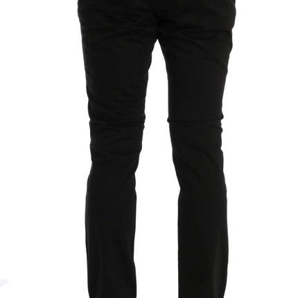Costume National Black Slim Fit Cotton Stretch Pants