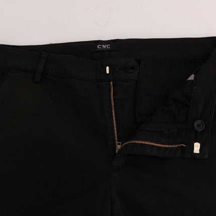 Costume National Black Slim Fit Cotton Stretch Pants