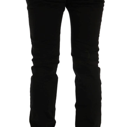 GF Ferre Black Cotton Stretch Chinos Pants