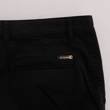 GF Ferre Black Cotton Stretch Chinos Pants