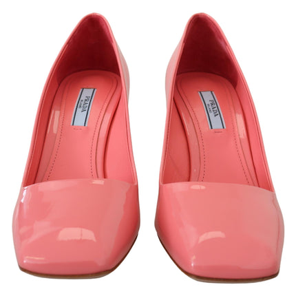 Prada Pink Patent Leather Block Heels Pumps Classic