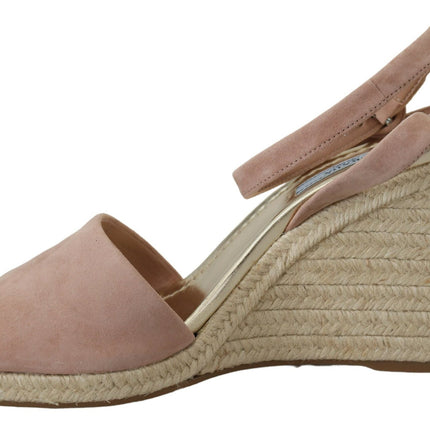 Prada Pink Suede Leather Ankle Strap Sandals