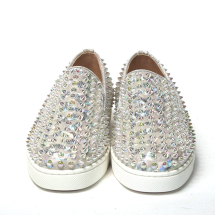 Christian Louboutin White Ab/Clear Ab Roller Boat Woman Flat Sneaker