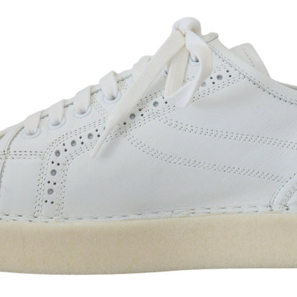 Dolce & Gabbana White Leather Low Top Oxford Sneakers Casual Shoes