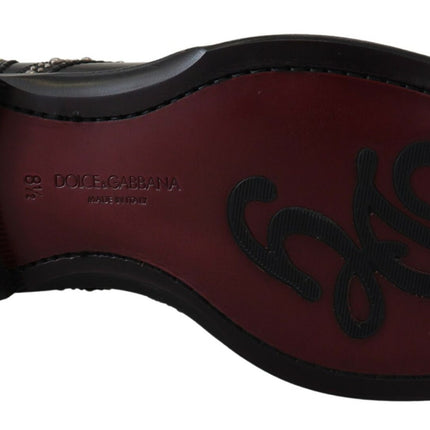 Dolce & Gabbana Black Leather Derby Dress Studded Shoes