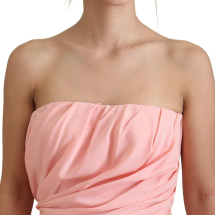 Dolce & Gabbana Pink Silk Stretch Strapless Sheath Dress