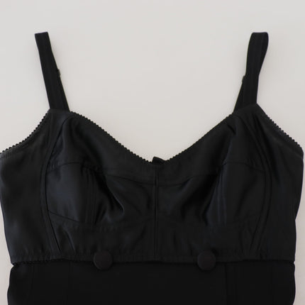 Dolce & Gabbana Black Fit Wool Stretch Sheath Mini Dress