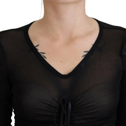 Dolce & Gabbana Black Viscose Bodycon Sheath Midi Dress