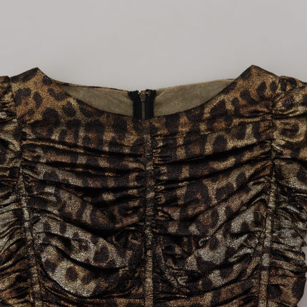 Dolce & Gabbana Multicolor Leopard Bodycon Sheath Midi Dress