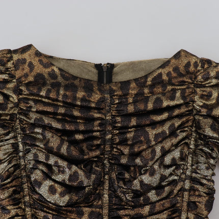 Dolce & Gabbana Multicolor Leopard Bodycon Sheath Midi Dress