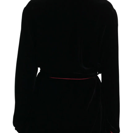 Dolce & Gabbana Black Button Belted Blazer Viscose Jacket