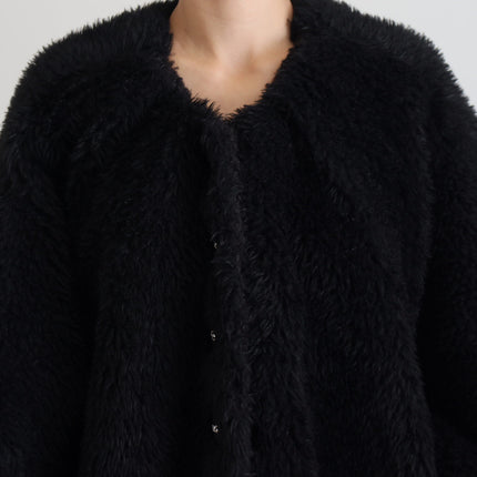 Dolce & Gabbana Black Cashmere Blend Faux Fur Coat Jacket