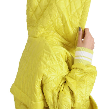 Dolce & Gabbana Yellow Nylon Quilted Hooded Pullover Jacket